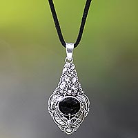 Onyx flower necklace, Midnight Garden