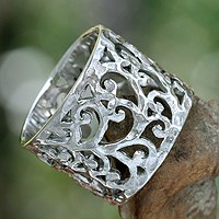 Sterling silver band ring, Exotic Bali