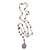 Garnet and pearl Y necklace, 'Ivory and Crimson Pis Bolong' - Y-Necklace with 925 Sterling Silver, Garnets and Pearls