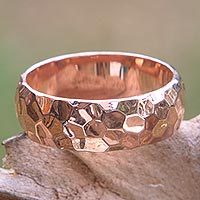 Rose gold plated band ring, Rose Mosaic