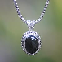 Onyx pendant necklace, Darkest Night