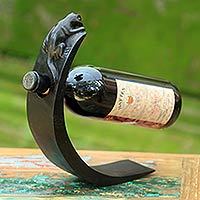 Wood bottle holder, Black Lizard