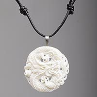 Bone pendant necklace, Guard Dragon