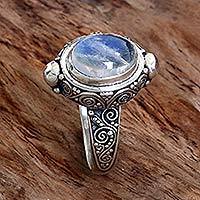 Rainbow moonstone cocktail ring, Magic Portal