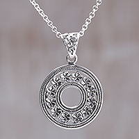 Sterling silver pendant necklace, Jepun Coin