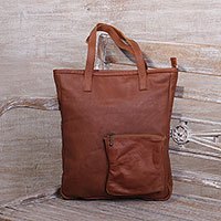 Leather shoulder bag, Caramel Delight