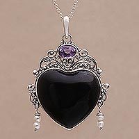 Amethyst and cultured pearl pendant necklace, Love Like Midnight