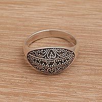 Sterling silver domed ring, Intricate Symmetry