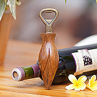 Wood bottle opener, Young Lotus in Brown