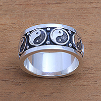 Sterling silver band ring, Peace Be With You