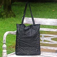 Leather shoulder bag, Jogja Stars in Black