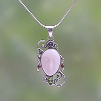 Peridot and amethyst pendant necklace, Beautiful Guardian