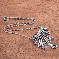 Blue topaz pendant necklace, Tears of an Angel