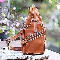 Leather backpack sling, Easy Traveling