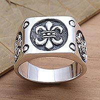 Sterling silver signet ring, Ancient Emblem