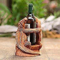 Wood wine holder, Crocodile Embrace