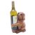 Wood wine bottle holder, 'Puppy Hug' - Handcrafted Suar Wood Dog Wine Holder