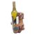 Wood wine bottle holder, 'Puppy Hug' - Handcrafted Suar Wood Dog Wine Holder