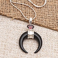 Garnet pendant necklace, Mysterious Crescent