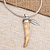 Men's sterling silver pendant necklace, 'Tiger Tooth' - Men's Sterling Silver and Bone Pendant Necklace