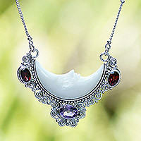 Amethyst and garnet pendant necklace, Nocturnal Aura