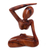 Wood statuette, 'Graceful Arc' - Original Wood Yoga Sculpture