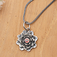 Garnet necklace, Sacred Red Lotus