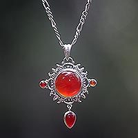 Carnelian pendant necklace, Radiant Sun