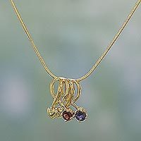 Gold vermeil garnet and iolite heart necklace, In My Heart