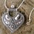 Sterling silver pendant necklace, 'Mighty Heart' - Sterling Silver Necklace Indian Ethnic Jewelry