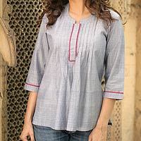 Cotton blouse, Blue Cloud