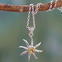 Citrine pendant necklace, Golden Sun