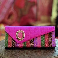 Beaded clutch handbag, Fuchsia Festival