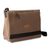 Cotton canvas laptop messenger bag, 'Indian Brown' - Brown Leather Trimmed Cotton Laptop Bag for Women