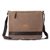 Cotton canvas laptop messenger bag, 'Indian Brown' - Brown Leather Trimmed Cotton Laptop Bag for Women