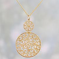 Gold plated pendant necklace, Golden Waves