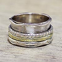 Sterling silver meditation spinner ring, Spinning Grace