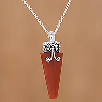 Onyx pendant necklace, Crystal of Power in Red