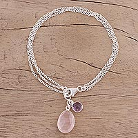 Rose quartz and amethyst charm bracelet, Twinkling Harmony