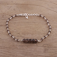 Smoky quartz link bracelet, Luminous Brown