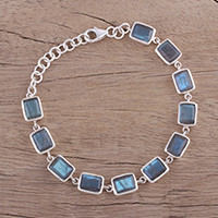 Labradorite link bracelet, Natural Rectangles