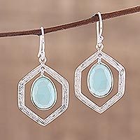 Chalcedony dangle earrings, Frozen Dew