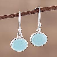 Chalcedony dangle earrings, Aqua Aurora