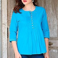 Cotton tunic, Elegant Cyan