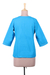 Cotton tunic, 'Elegant Cyan' - Cyan Blue 100% Cotton Embroidered Front Button Tunic