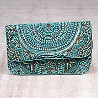 Embellished clutch, Turquoise Glamour