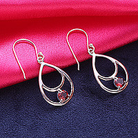 Garnet dangle earrings, Dawns Dew