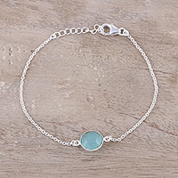 Chalcedony pendant bracelet, Aqua Night