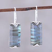 Labradorite drop earrings, Beautiful Aurora