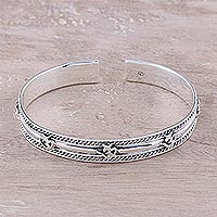 Sterling silver cuff bracelet, Om Delight